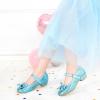 Furdeour Girls Dress Shoes Mary Jane Wedding Flower Bridesmaids Heels Glitter Princess Shoes for Kids Toddler(Shiny Blue)