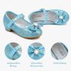 Furdeour Girls Dress Shoes Mary Jane Wedding Flower Bridesmaids Heels Glitter Princess Shoes for Kids Toddler(Shiny Blue)