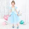 Furdeour Girls Dress Shoes Mary Jane Wedding Flower Bridesmaids Heels Glitter Princess Shoes for Kids Toddler(Shiny Blue)