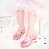 Furdeour Girls Dress Shoes Mary Jane Wedding Flower Bridesmaids Heels Glitter Princess Shoes for Kids Toddler(Shiny Pink)