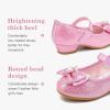 Furdeour Girls Dress Shoes Mary Jane Wedding Flower Bridesmaids Heels Glitter Princess Shoes for Kids Toddler(Shiny Pink)