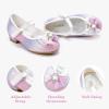 Furdeour Girls Dress Shoes Mary Jane Wedding Flower Bridesmaids Heels Glitter Princess Shoes for Kids Toddler(Starry Purple)