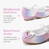 Furdeour Girls Dress Shoes Mary Jane Wedding Flower Bridesmaids Heels Glitter Princess Shoes for Kids Toddler(Starry Purple)