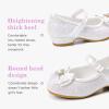 Furdeour Girls Dress Shoes Mary Jane Wedding Flower Bridesmaids Heels Glitter Princess Shoes for Kids Toddler(White)