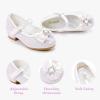 Furdeour Girls Dress Shoes Mary Jane Wedding Flower Bridesmaids Heels Glitter Princess Shoes for Kids Toddler(White)