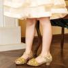 Furdeour Sparkly Girls Robe Chaussures Princesse Chaussures Haut Talons Peep Toe Bas Talon Glitter Petit-fils Big Kid Wedding Party (Goldsequins)