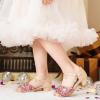 Furdeour Sparkly Girls Robe Chaussures Princesse Chaussures Haut Talons Peep Toe Bas Talon Glitter Petit-fils Big Kid Wedding Party (Pinksequins)