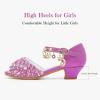 Furdeour Sparkly Girls Robe Chaussures Princesse Chaussures Haut Talons Peep Toe Bas Talon Glitter Petit-fils Big Kid Party de mariage (Purple Paillettes)