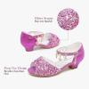 Furdeour Sparkly Girls Robe Chaussures Princesse Chaussures Haut Talons Peep Toe Bas Talon Glitter Petit-fils Big Kid Party de mariage (Purple Paillettes)