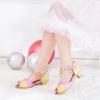 Furdeour Sparkly Girls Robe Chaussures Princesse Chaussures Haut Talons Peep Toe Bas Talon Glitter Petit-fils Big Kid Wedding Party (Rainbow)
