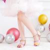 Furdeour Sparkly Girls Robe Chaussures Princesse Chaussures Haut Talons Peep Toe Bas Talon Glitter Petit-fils Big Kid Wedding Party (Rainbow)
