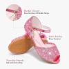 Furdeour Sparkly Girls Robe Chaussures Princesse Chaussures Haut Talons Peep Toe Bas Talon Glitter Petit-fils Big Kid Wedding Party (Shiny Rose)
