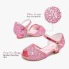 Furdeour Sparkly Girls Robe Chaussures Princesse Chaussures Haut Talons Peep Toe Bas Talon Glitter Petit-fils Big Kid Wedding Party (Shiny Rose)