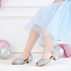 Furdeour Sparkly Girls Robe Chaussures Princesse Chaussures Haut Talons Peep Toe Bas Talon Glitter Petit-fils Big Kid Wedding Party (Shiny Silver)