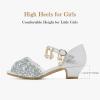 Furdeour Sparkly Girls Robe Chaussures Princesse Chaussures Haut Talons Peep Toe Bas Talon Glitter Petit-fils Big Kid Wedding Party(Silversequins)