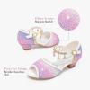 Furdeour Sparkly Girls Robe Chaussures Princesse Chaussures Haut Talons Peep Toe Bas Talon Glitter Petit-fils Big Kid Wedding Party (Starry Purple)