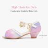 Furdeour Sparkly Girls Robe Chaussures Princesse Chaussures Haut Talons Peep Toe Bas Talon Glitter Petit-fils Big Kid Wedding Party (Starry Purple)