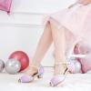 Furdeour Sparkly Girls Robe Chaussures Princesse Chaussures Haut Talons Peep Toe Bas Talon Glitter Petit-fils Big Kid Wedding Party (Starry Purple)