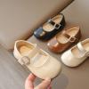 Filles Appartements Robe de Tout-petit Chaussures Petite fille Mary Jane École Uniforme Chaussures Soft-Soled Baby Leather Princess Plats pour petits/gros enfants(Flat Beige)