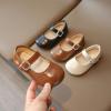Filles Appartements Robe de Tout-petit Chaussures Petite fille Mary Jane École Uniforme Chaussures Soft-Soled Baby Leather Princess Plats pour petits/gros enfants(Flat Brown)