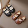 Filles Appartements Robe de Tout-petit Chaussures Petite fille Mary Jane École Uniforme Chaussures Soft-Soled Baby Leather Princess Plats pour petits/gros enfants(Flat Brown)