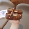 Filles Appartements Robe de Tout-petit Chaussures Petite fille Mary Jane École Uniforme Chaussures Soft-Soled Baby Leather Princess Plats pour petits/gros enfants(Flat Brown)
