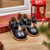 Kolan Todder Petites filles Oxford Chaussures Mary Jane T-Strap Uniforme d&rsquo;école Robe de soirée Chaussures plates (Ke01-noir)