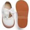 Kolan Todder Petites filles Oxford Chaussures Mary Jane T-Strap Uniforme d&rsquo;école Robe de fête Chaussures plates (Ke01-blanc)