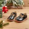 Kolan Todder Petites filles Oxford Chaussures Mary Jane T-Strap Uniforme d&rsquo;école Robe de soirée Chaussures plates (Ke03-noir)