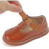 Kolan Todder Petites filles Oxford Chaussures Mary Jane T-Strap Uniforme d&rsquo;école Robe de soirée Chaussures plates (Ke03-brun)