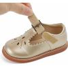 Kolan Todder Petites filles Oxford Chaussures Mary Jane T-Strap Uniforme d&rsquo;école Robe de soirée Chaussures plates (Ke03-or)