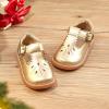 Kolan Todder Petites filles Oxford Chaussures Mary Jane T-Strap Uniforme d&rsquo;école Robe de soirée Chaussures plates (Ke03-or)
