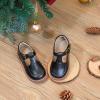 Kolan Todder Petites filles Oxford Chaussures Mary Jane T-Strap Uniforme d&rsquo;école Robe de soirée Chaussures plates (Ke06-noir)
