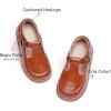 Kolan Todder Petites filles Oxford Chaussures Mary Jane T-Strap Uniforme d&rsquo;école Robe de soirée Chaussures plates (Ke06-brun)