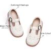 Kolan Todder Petites filles Oxford Chaussures Mary Jane T-Strap Uniforme d&rsquo;école Robe de soirée Chaussures plates (Ke06-blanc)