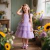 Kolan Enfants Petites filles Mary Jane Ballet Chaussures de Robe Plat(K328-violet)