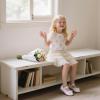 Kolan Enfants Petites filles Mary Jane Ballet Chaussures de Robe Plat(K708-blanc)