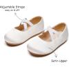 Kolan Enfants Petites filles Mary Jane Ballet Chaussures de Robe Plat(Kf09-blanc)
