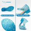 Princesse Jelly Appartements Chaussures Filles Anniversaire Talons de fête Snow Queen Cosplay Déguisements Habiller Sandales pour tout-petit Petites filles Big Kids(Open-toe/Blue)