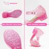 Princesse Jelly Appartements Chaussures Filles Anniversaire Talons de fête Snow Queen Cosplay Déguisements Habiller Sandales pour tout-petit Petites filles Big Kids(Open-toe/Pink)