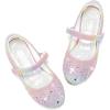 imageFurdeour Girls Dress Shoes Mary Jane Flower Wedding Party Bridesmaids Shoes Glitter Princess Ballet Flats for Kid Toddler19rainbow