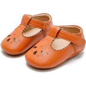 Baby and Toddler Girls Soft Sole Leather Shoes T-Strap Mary Jane for Infant Prewalker