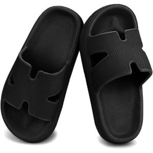 Cubufly Cloud Slides for Kids丨Boys Girls Shower Slippers Slip on Sandals丨Non-Slip Open Toe Pillow Slippers Sandals丨Quick Drying Summer Beach Pool Shoes(Dark)