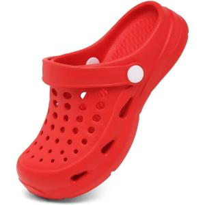 Cubufly Kid Garden Clogs Slip on Water Shoes Children Sandals for Indoor Outdoor(Toddler/Little Kids/Big Kids)(Red)