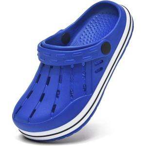 Cubufly Kids Garden Shoes Boys Girls Glitter Stripe Band Clogs Toddler Slip On Water Sandals Children Beach Pool Slipper(Klein Blue)