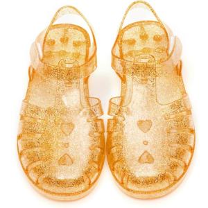 Girls Jelly Sandals Summer Costume Princess Dress Flat Breathable Waterproof Fisherman Gladiator Shoes For Girl Closed Toe Beach Flat-Sandals For Toddler Little Kid Big Kids(Glitter Gold)
