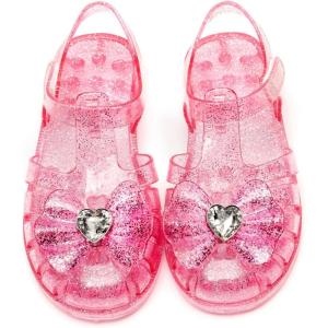 Girls Jelly Sandals Summer Costume Princess Dress Flat Breathable Waterproof Fisherman Gladiator Shoes For Girl Closed Toe Beach Flat-Sandals For Toddler Little Kid Big Kids(Diamond Pink)
