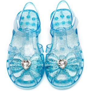 Girls Jelly Sandals Summer Costume Princess Dress Flat Breathable Waterproof Fisherman Gladiator Shoes For Girl Closed Toe Beach Flat-Sandals For Toddler Little Kid Big Kids(Diamond Blue)