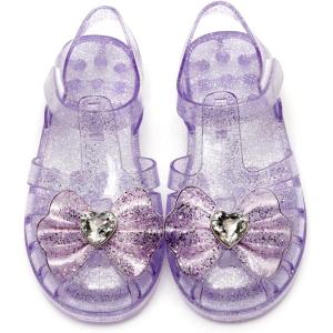 Girls Jelly Sandals Summer Costume Princess Dress Flat Breathable Waterproof Fisherman Gladiator Shoes For Girl Closed Toe Beach Flat-Sandals For Toddler Little Kid Big Kids(Diamond Lilac)