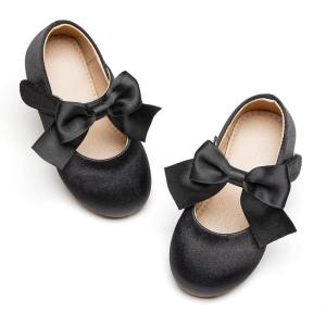 Kolan Toddler Little Girls Mary Jane Ballet Flat Dress Shoes(Kf07-black)